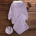 thumbnail image 5 of VBTAPA Women's Fleece Winter 2 Piece Outfits Full Zip Plush Hooded Coat and Pants Soft Warm Loungewear Purple XL, 5 of 9