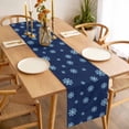 thumbnail image 3 of Christmas Table Runner 108 Inches Long Farmhouse Dress Scarves, Snowflakes Xmas Blue Winter Minimalist Dining Tablerunner for Coffee Table/Kitchen Island/Party Décor, 13" x 108", 3 of 8
