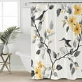 thumbnail image 2 of 72x78 Inch Shower Curtain Yellow Grey Spring Floral Bathroom Decor Waterproof Fabric Bathtub Bath Curtains Decorative Summer Botanical Birds Extra Long Shower Curtain Set with Hooks, 2 of 6