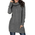 thumbnail image 5 of Women's Gray Cowl Neck Cable Knit Sweater Dress, 5 of 5