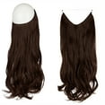 thumbnail image 2 of SHCKE Fish Line Extensions 20 Inch Invisible Hair Extensions with Transparent Fish Line Removable Secure Clips Synthetic Wavy Curly Secret Hairpiece Medium Brown, 2 of 6