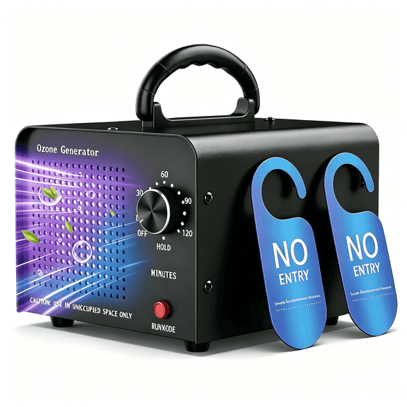 Ozone Generator 48,000mg/h, Commercial Ozone Machine Odor Removal, High Capacity O3 Ionizer Air Purifier Deodorizer, Portable Mini for Car, Home, Smoke, Pets, Industrial, for 4000 Square Feet -Black
