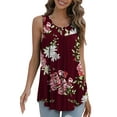 thumbnail image 4 of Mengpipi Tank Top for Women Summer Pleated Loose Casual Sleeveless Tunic Tops , 03 Floral Wine-3XL(US 24-26), 4 of 5