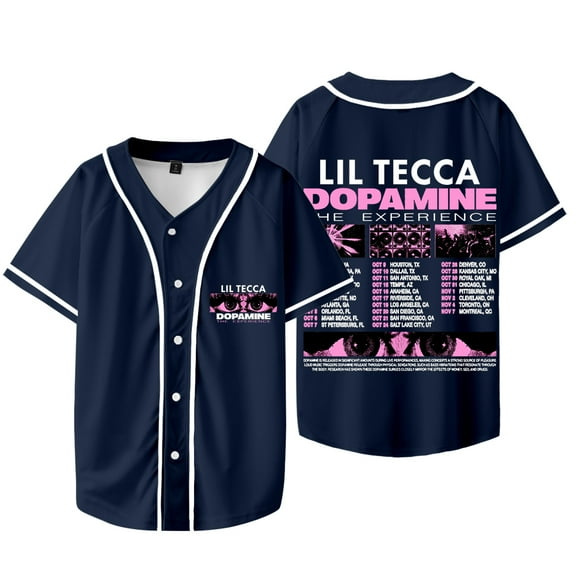 Lil Tecca The Dopamine Experience Tour Merch Baseball Jacket Women Men V-neck Short Sleeve T-Shirts