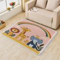 thumbnail image 1 of Zoo Lion Elephant Giraffe Printed Bedroom Rug,5x6 Area Rugs, Cartoon Animal Kids Carpet Decorations, Animals Rugs for Living Room, Non-Slip Padded Washable Low Pile Cozy Easy Clean Pet Friendly Rugs, 1 of 7