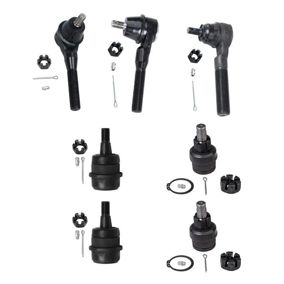 Detroit Axle - Front 7pc Tie Rods Ball Joints for Jeep Grand Cherokee Wrangler TJ Comanche, 3 Inner & Outer Tie Rods, 2 Lower Ball Joints, 2 Upper Ball Joints Replacement