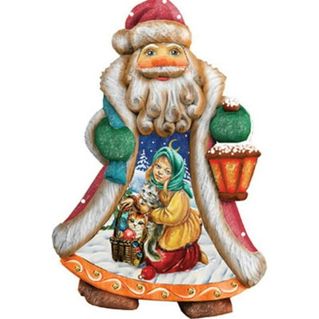 GDeBrekht 661412 5 in. Santa Girl With Toys Ornament Figurine With Scenic Painting