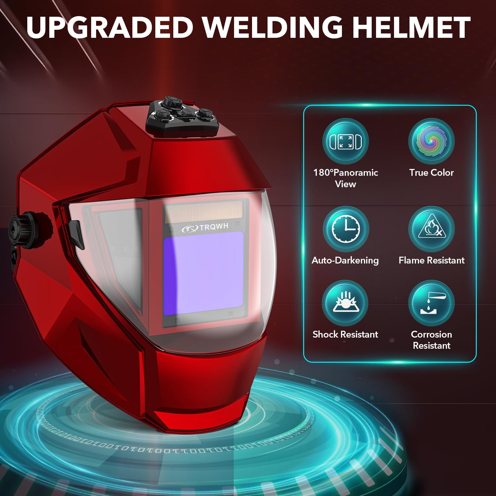 Panoramic View Welding Helmet Auto Darkening Welding Hood True Color 4 Arc Sensor Welding Mask Large Viewing 3.94" x 3.15" Wide Shade 4/5-9/9-13 Weld Helmet for TIG MIG ARC Weld