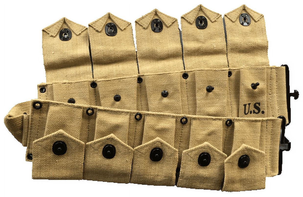 Warcraft Exports WWII U.S. Army M1923 M1 Garand Rifle Cartridge 10 Pocket Canvas Belt Khaki