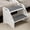 White & Gray Mat, variant on Wooden Step Stool with Washable and Removable Mats,Step Stools 300 lbs Capacity with Non-Slip Pads and Handles, Kid Step Stool for Kitchen, Bathroom, Bedroom (Natural with Brown Mats)