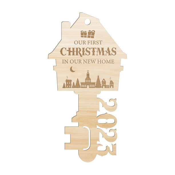 Decoración navideña, adornos navideños, llavero navideño de madera gruesa, adorno para árbol de Navidad, llavero personalizado, adorno navideño, adorno de inauguración de la casa, adornos para llavero