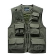 thumbnail image 5 of Chaleco de caza para hombres, novedad de primavera y otoño de 2024, chaqueta de malla para fotografía con múltiples bolsillos para pesca y cuello en V, Logo bordado, chaqueta de malla alta, 5 of 5