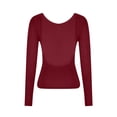 thumbnail image 6 of Fesfesfes Gym Tops Women's Hollowed Out Backless Top Tight Long Sleeve Crop Half High Neck Solid Color Teen Girls Tops L(US:8), 6 of 8