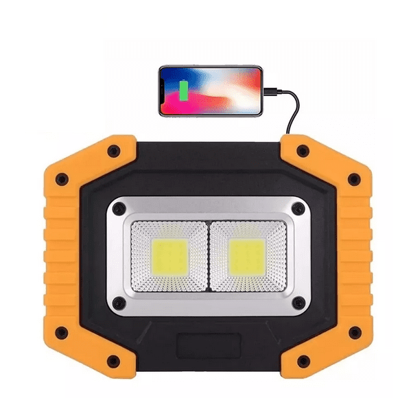 Lámpara Recargable De Trabajo Tipo Led De Mano P/campamento NEGRO NARANJA