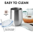 thumbnail image 3 of 12oz Wine Tumbler with Lid Stemless Wine Glasses Double Wall Vacuum Travel Mugs stainless steel Coffee Cup for Cold & Hot Drinks Wine Coffee Cocktails Beer (Stainless Steel, 1 Pack), 3 of 13