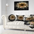 thumbnail image 3 of Designart Dark Golden Fractal Flower Digital Art - Floral Throw Pillow - 12x20, 3 of 5