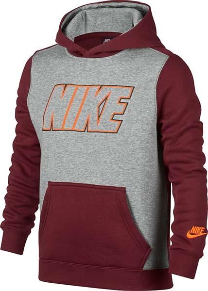 Nike - Nike Youth Boys Sportswear Training Pullover Hoodie 805503-677 Red/Dk Grey Heather/Orange 