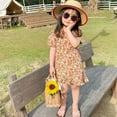 thumbnail image 6 of URMAGIC Toddler Little Girls Short Casual Dress Cotton Spring Summer Short Sleeve Swing Knee-Length Dress 4-5 Years, 6 of 7
