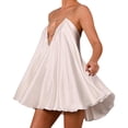 thumbnail image 2 of Ankishi Short Flowy Dress V Neck Rhinestone Criss Cross Summer Sleeveless Cami Dress for Dating, 2 of 6
