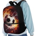 thumbnail image 4 of Uorisanigo 17 Inch Kids Backpack for Age 5-13 Boys and Girls Kindergarten Preschool Elementary Fire Soccer Ball School Bag Casual Daypack Travel Rucksack Multifunctional Lightweight, 4 of 6