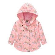 KBKYBUYZ Child's Hooded Windbreaker Zipper Shirt Cartoon Rainbow Coat Water Proof Jacket