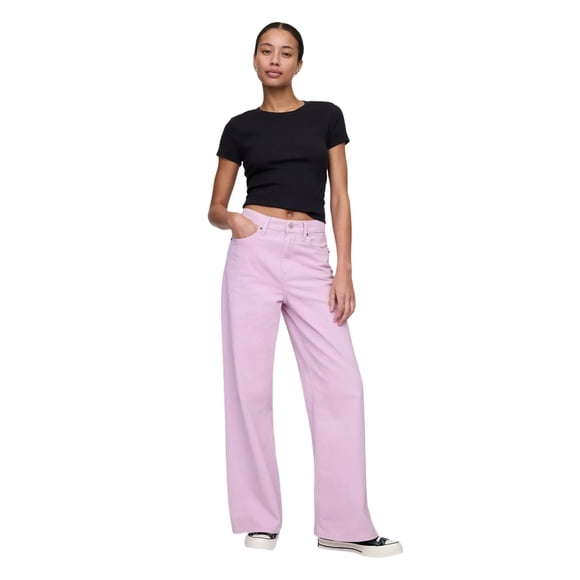 Jeans Mujer de Tiro Alto y Pierna Ancha GAP Orquídea 29REG