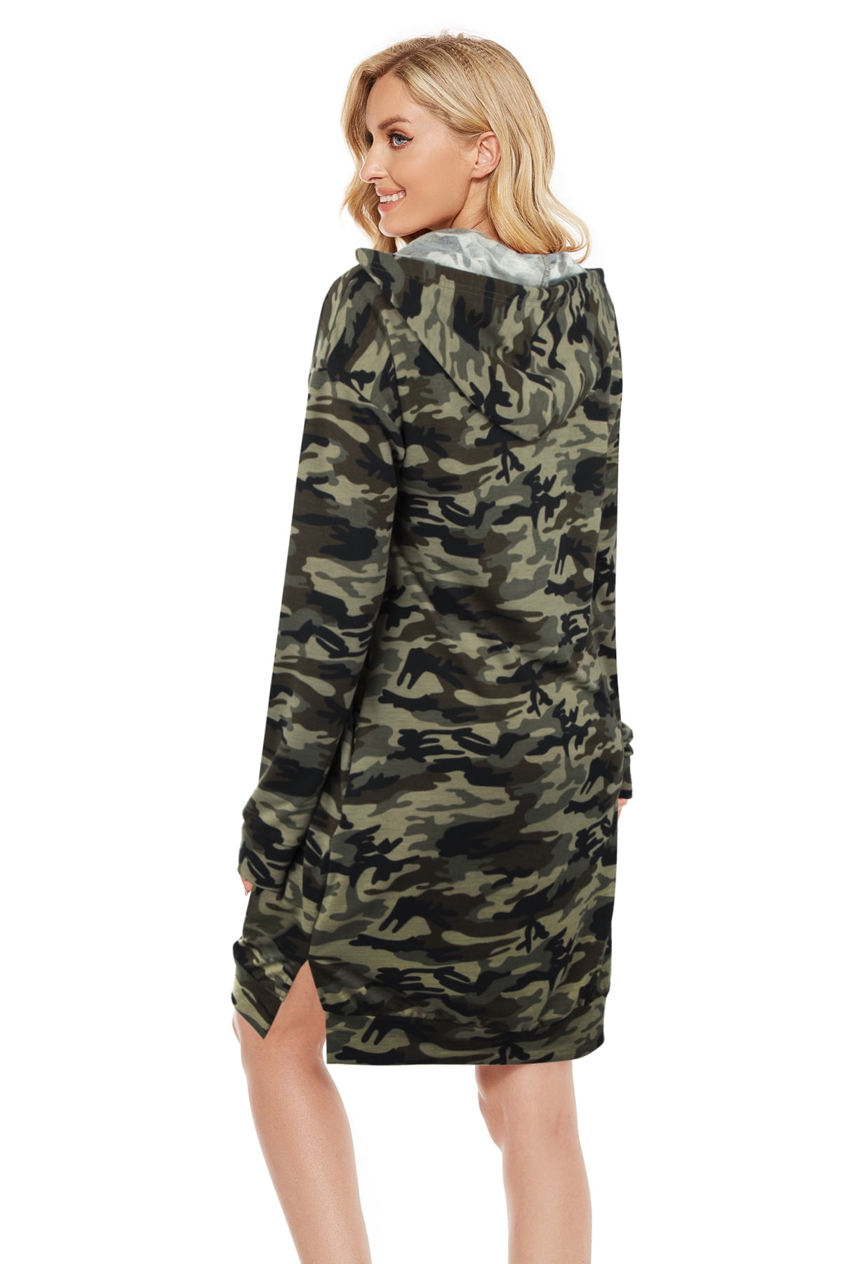Camo Hoodie Sweatshirt Dress 