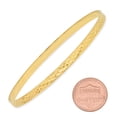 thumbnail image 3 of 4mm Gold Plated Diamond-Cut Pattern Bangle Bracelet, Circumference: 8.25" (Large), 3 of 7