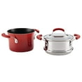 thumbnail image 4 of Rachael Ray Classic Brights Hard Enamel 3 Quart Nonstick Saucepot and Steamer Insert Set with Lid, Red, 4 of 5