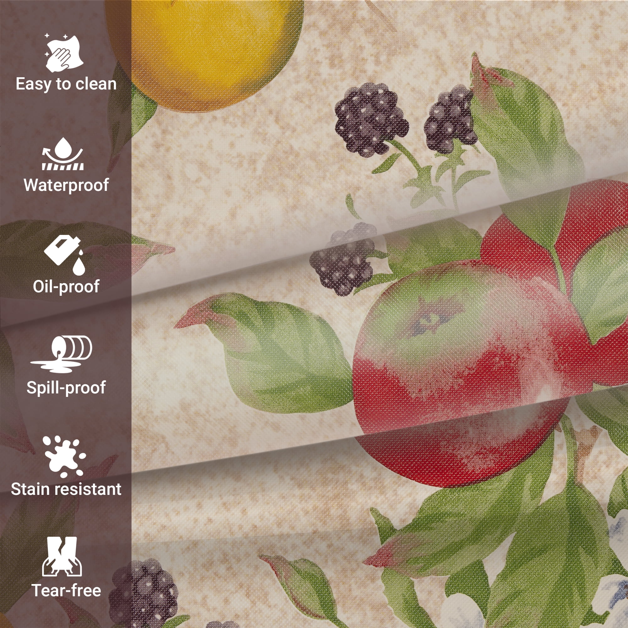 Everyday Luxuries Waterproof Oblong Fitted Tablecloth 52 x 70 Inch Stain and Wrinkle Resistant | Decorative 3.6 gauge Everyday Fruits Vinyl Table Cover for Indoor Outdoor Seating, Gatherings,Occasions