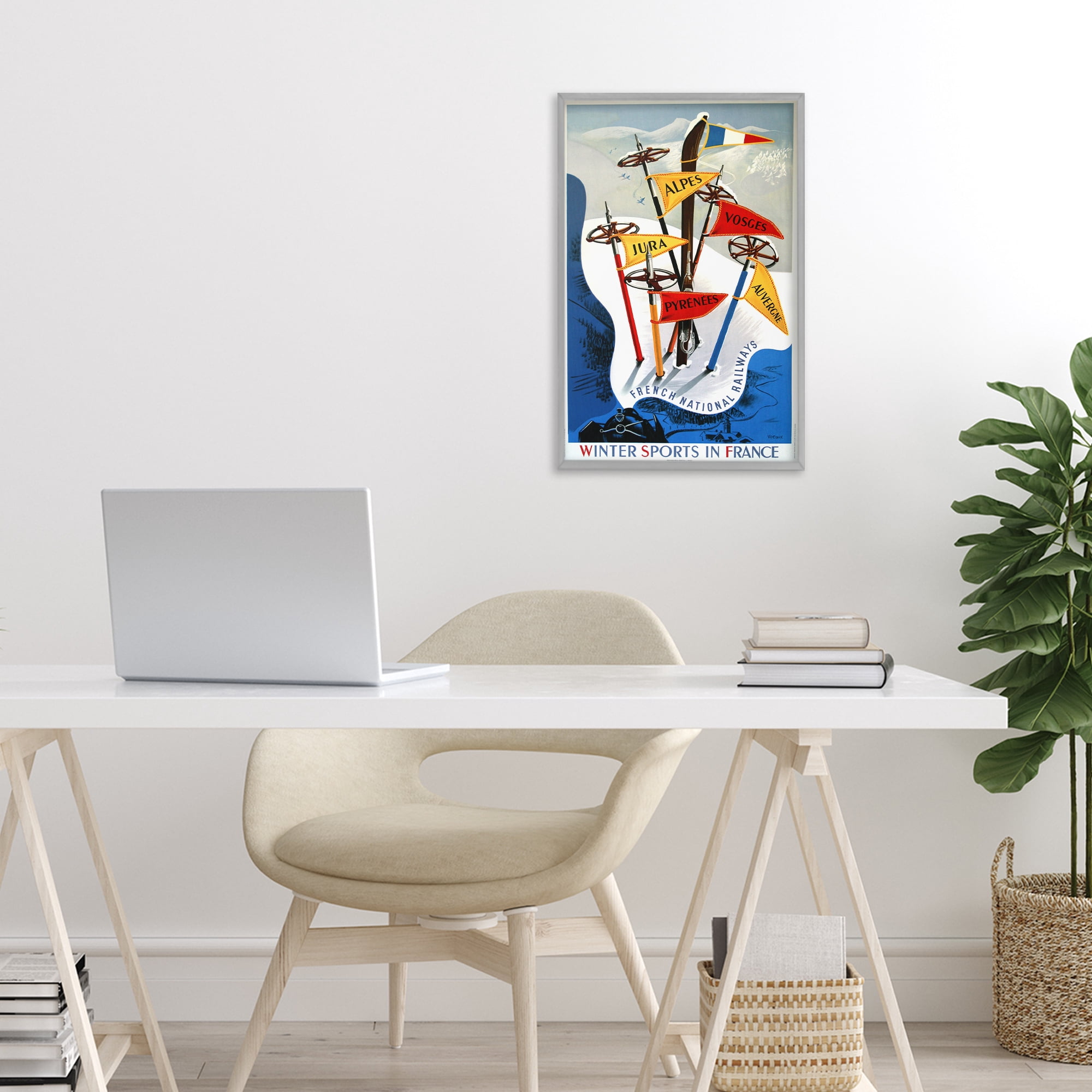 Stupell Industries Winter Sports In France Gray Framed Giclee Art, design by Vintage Posters