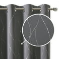thumbnail image 2 of NICETOWN Blackout Curtains for Living Room & Bedroom, Grommet Sliver Wave Line With Dots Thermal Insulated Drapes, Set of 2, W52 x L84, Gray, 2 of 7