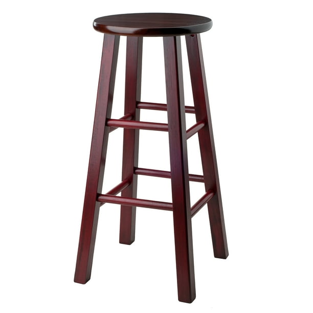 Winsome Wood Ivy 29" Bar Stool Rustic Maroon with Walnut Seat