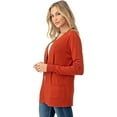 thumbnail image 6 of Cielo 1985 Women's Open Long Cardigan Sweater with Pockets - By The Simply Fashion Rust S, 6 of 7