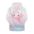 thumbnail image 2 of Chririnla Pink Rose Cartoon Axolotl Kids Sporty Jacket Zip Up Hooded Long Sleeve with Pockets Lightweight Athletic Top Youth Size 10-12, 2 of 7
