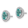 thumbnail image 2 of Auriga Fine Jewelry 14K White Gold Lab Grown Diamond Lab Created Oval Paraiba Stud Earrings for Women (L- 0.35 inch), 2 of 5