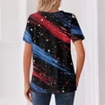 thumbnail image 4 of Womens Patriotic V Neck Tee Independence Day Print Short Sleeve Decorative Button Casual Top Breathable Fabric, 4 of 4