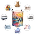 thumbnail image 4 of Fuzoiu Colorful Fishing Boats Print Circular Hamper,Laundry Basket with Handle,Collapsible Laundry,Dirty Clothes Storage Basket,for Bedroom Bathroom Dorm Living Room-, 4 of 6