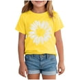 thumbnail image 1 of Akiihool Girls Top Girls T Shirts Ruffle Short Sleeve Ruched Knot Side Tunic Blouse Summer Tee Tops (Yellow,3-4 Years), 1 of 4