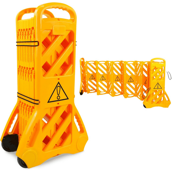 13 Foot Portable Driveway Fence Safety Barriers, Commercial Safety Barriers, Folding Security Gate Safety Barrier with Casters for Construction, Traffic Control, Driveway Gate