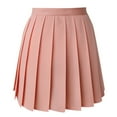thumbnail image 4 of Huowey Women'S Pleated Tennis Skirt Solid Color High Waist Sports School Uniform Skirts Stylish A-Line Skater Skirts With Lining Shorts Athletic Skort ,Pink,S, 4 of 4