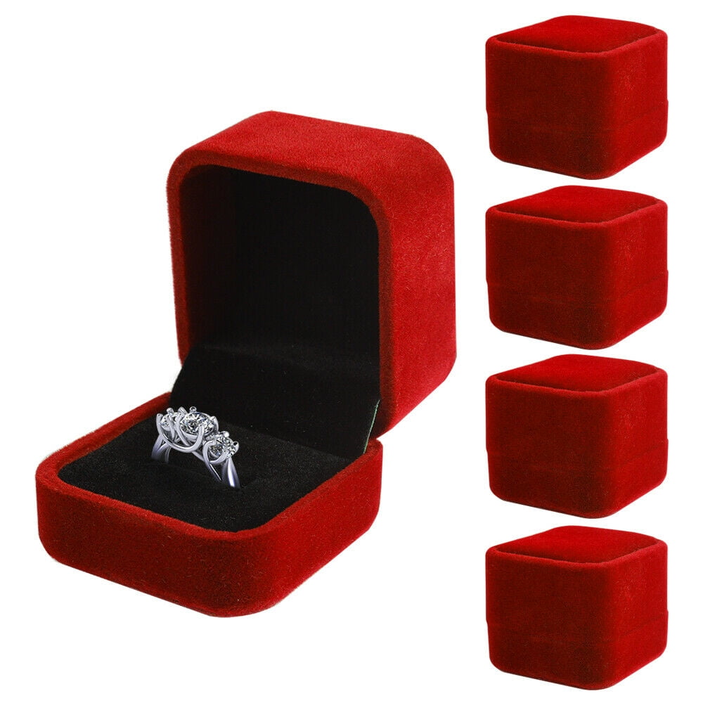 Rectangle/Heart Shape Wedding Velvet Earrings Ring Box Jewelry Display Case Gift 