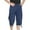 Blue, variant on Men's Casual Cotton Cargo Shorts Below Knee Loose Fit Multi-Pocket Pants Work Outdoor 3/4 Long Shorts