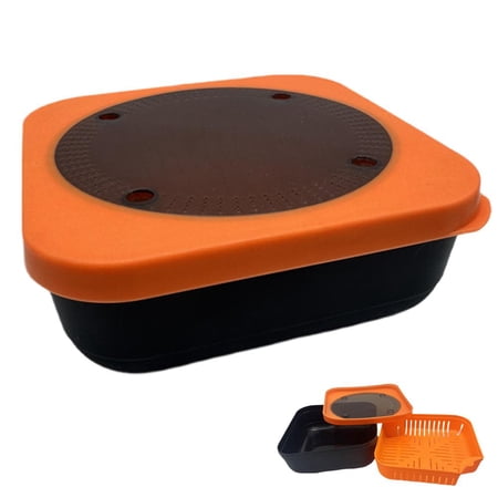 Fishing Bait Storage Box with Drain Basket Portable Divided Tackle Container for Live Worms Carp Fishing Gear