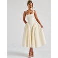 thumbnail image 6 of Women'S Summer Gingham Long Dress Corset Square Neck Lace Up Backless Casual Sundress Yellow M, 6 of 9