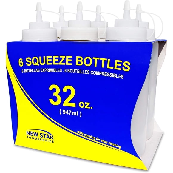 Botellas Squeeze Bottles New Star Foodservice de plástico, 946 ml, paquete de 6