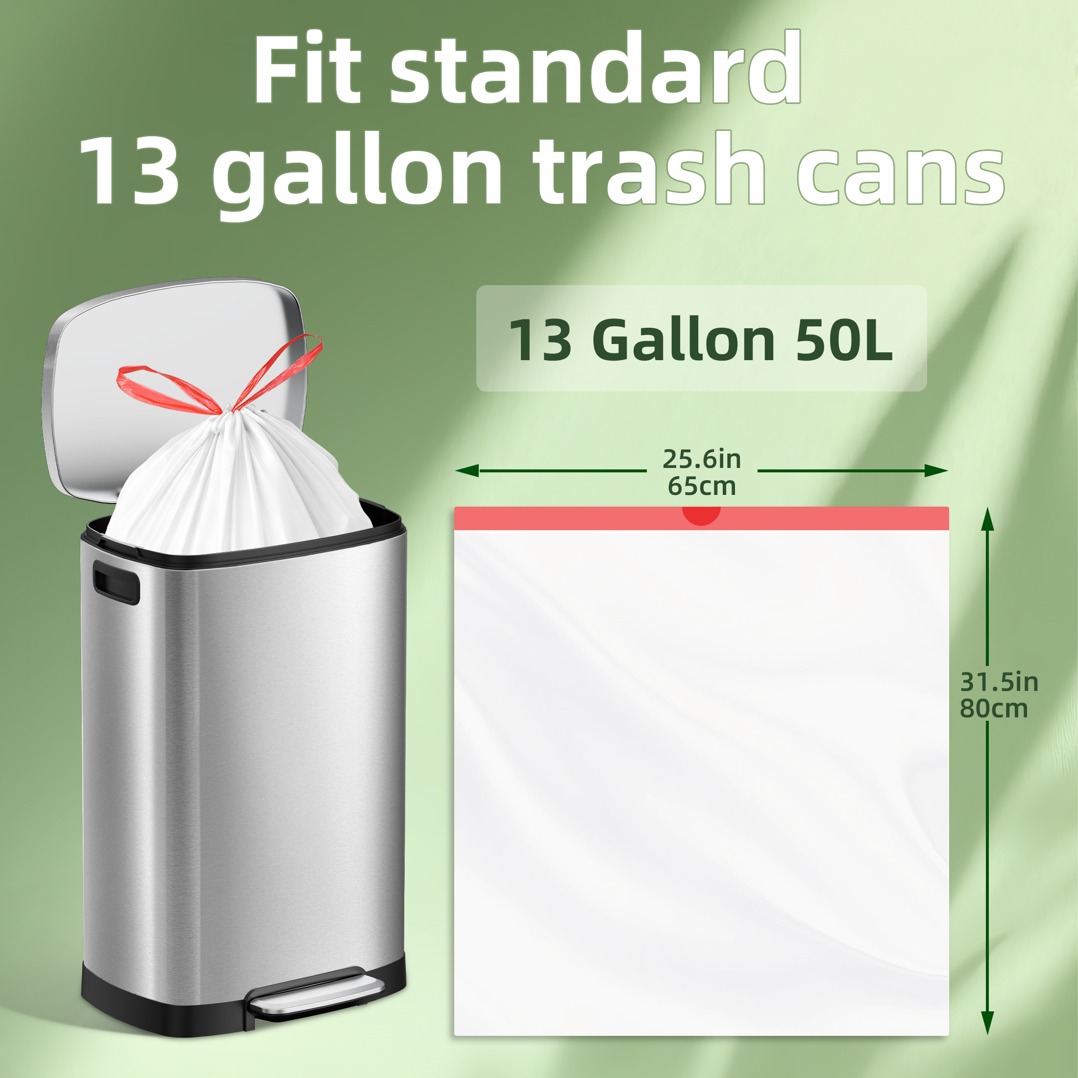 Ksskss 13 Gallon Tall Kitchen Drawstring Trash Bags, 200 Count photo 7