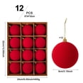 thumbnail image 3 of Dmlowu 12Pcs Velvet Flocked Christmas Ornaments, Plush Matte Shatterproof Christmas Ball Ornaments, Red Christmas Decorations for Xmas Tree Holiday Party, 3 of 7