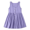 thumbnail image 3 of Robes Mini pour Femmes à Col Rond Sans Manches Style Bohème Vacances à Boutons devant Légères Respirantes Coupe Ample Robes, 3 of 7