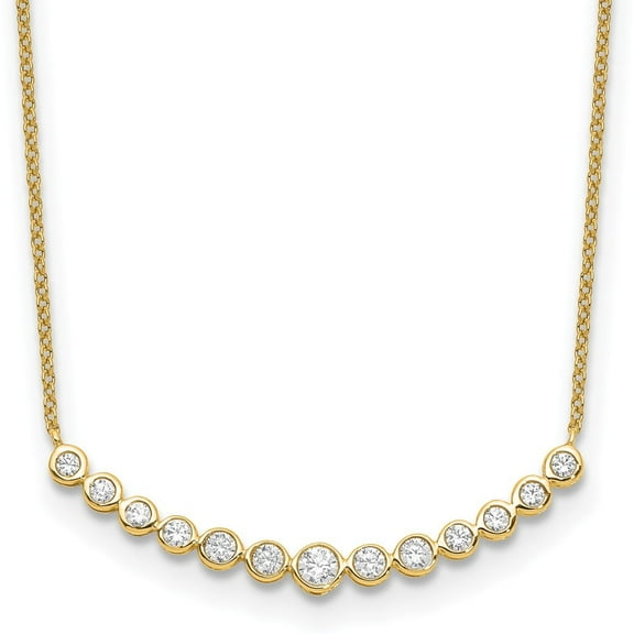 True Origin 14K Yellow Gold 1/2 carat Lab Grown Diamond VS  F  18 in Complete Graduated Curved Bar Necklace